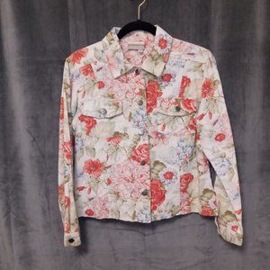 Coldwater Creek Pastel Floral Denim Jacket - Has Stretch! - Size Small